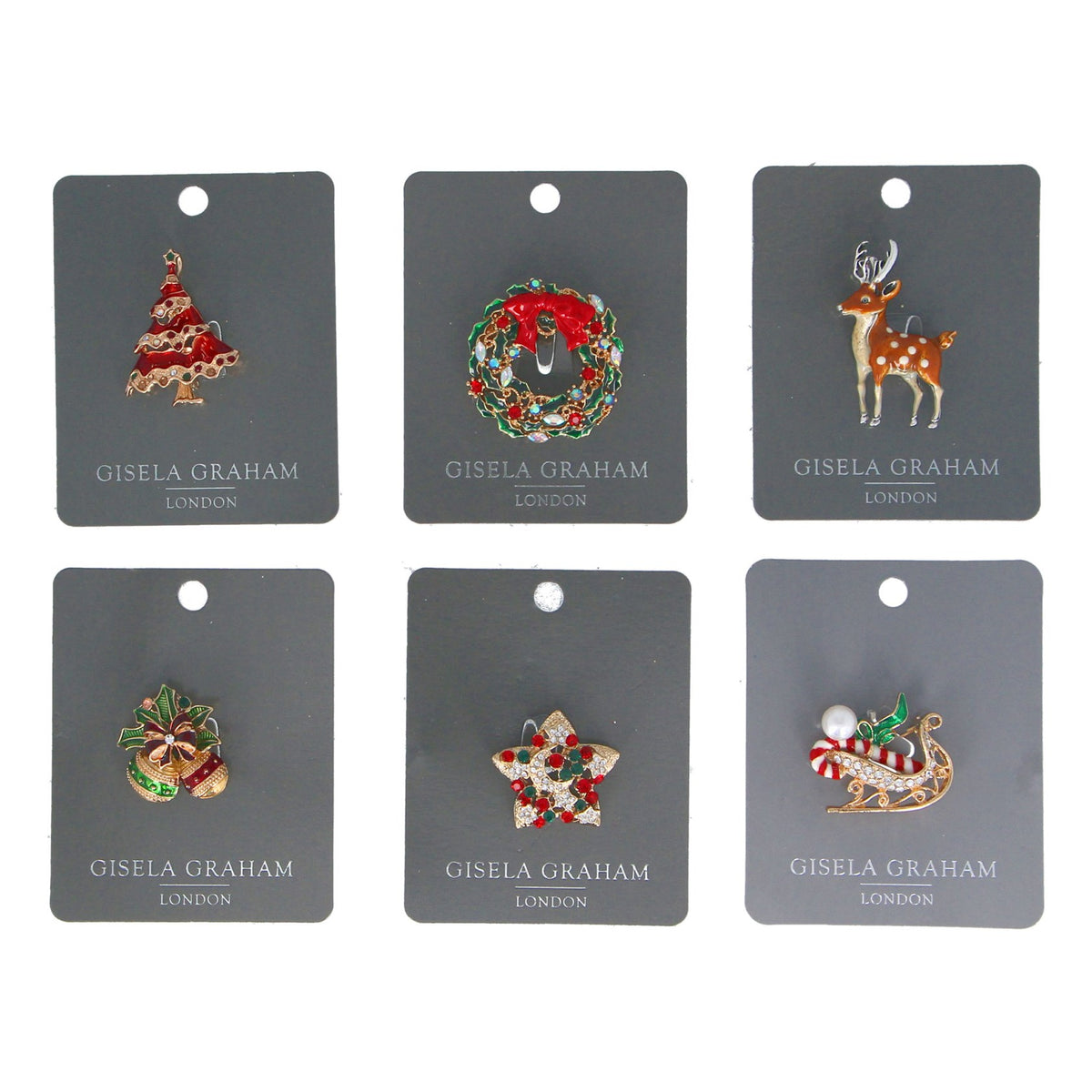 Gisela Graham - Metal Christmas Brooch with Diamantés