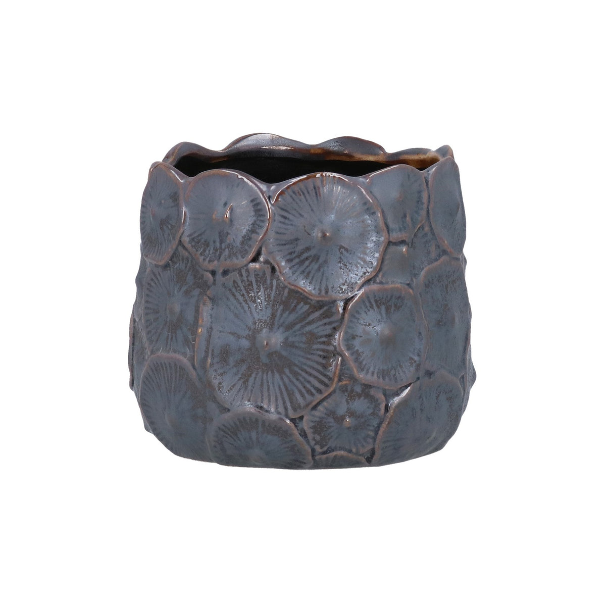 Gisela Graham Brown Metallic Mushroom Stoneware Pot Cover - 11cm