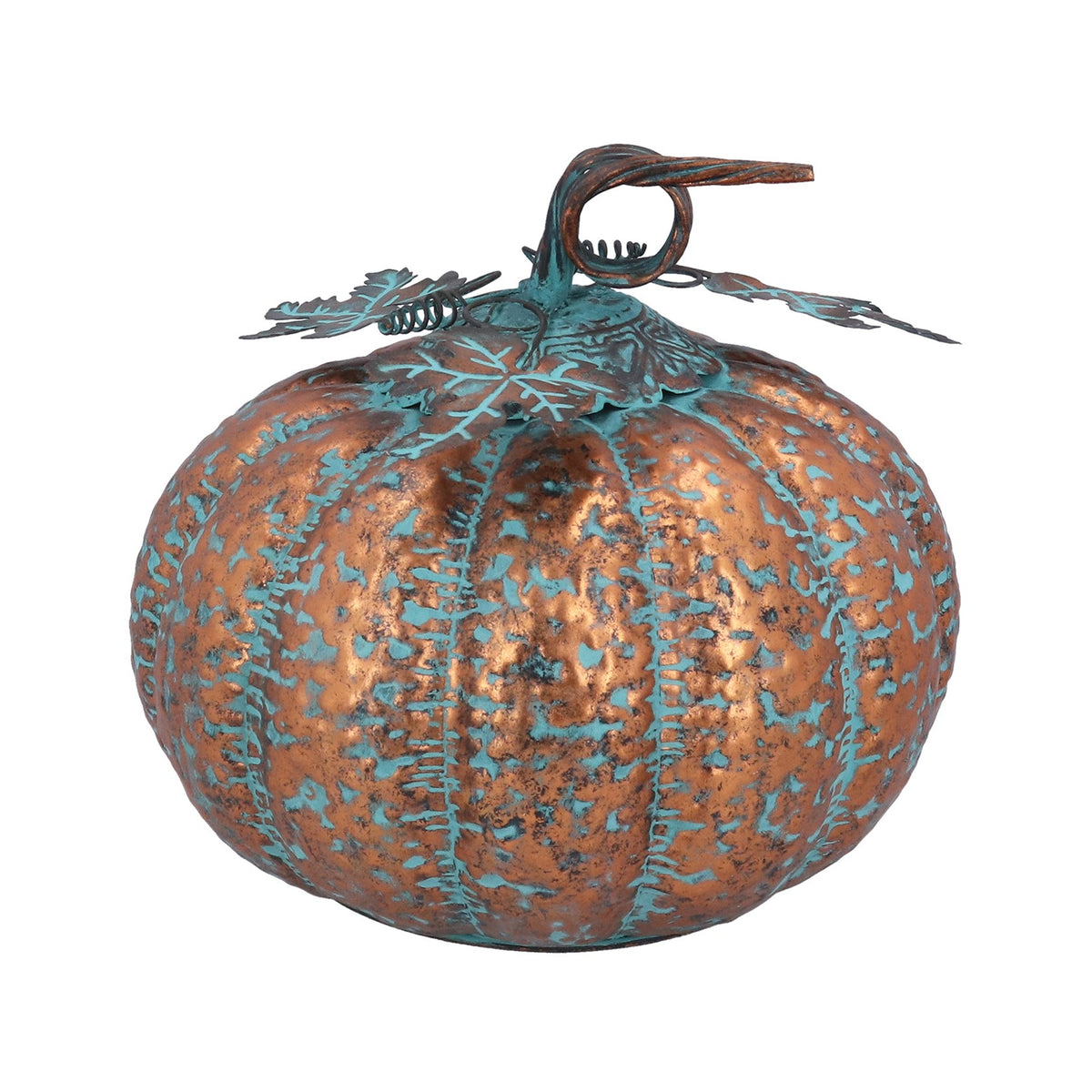 Gisela Graham Copper Antiqued Pumpkin Metal Ornament - 27.9cm
