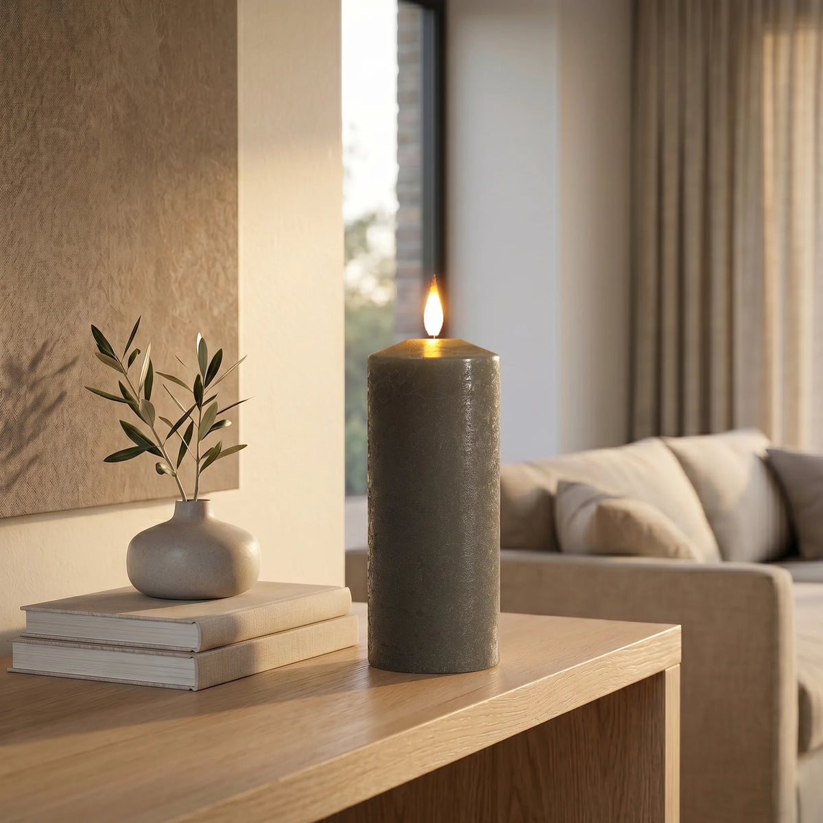 NOMA Large 25cm Grey Remote Control Candle