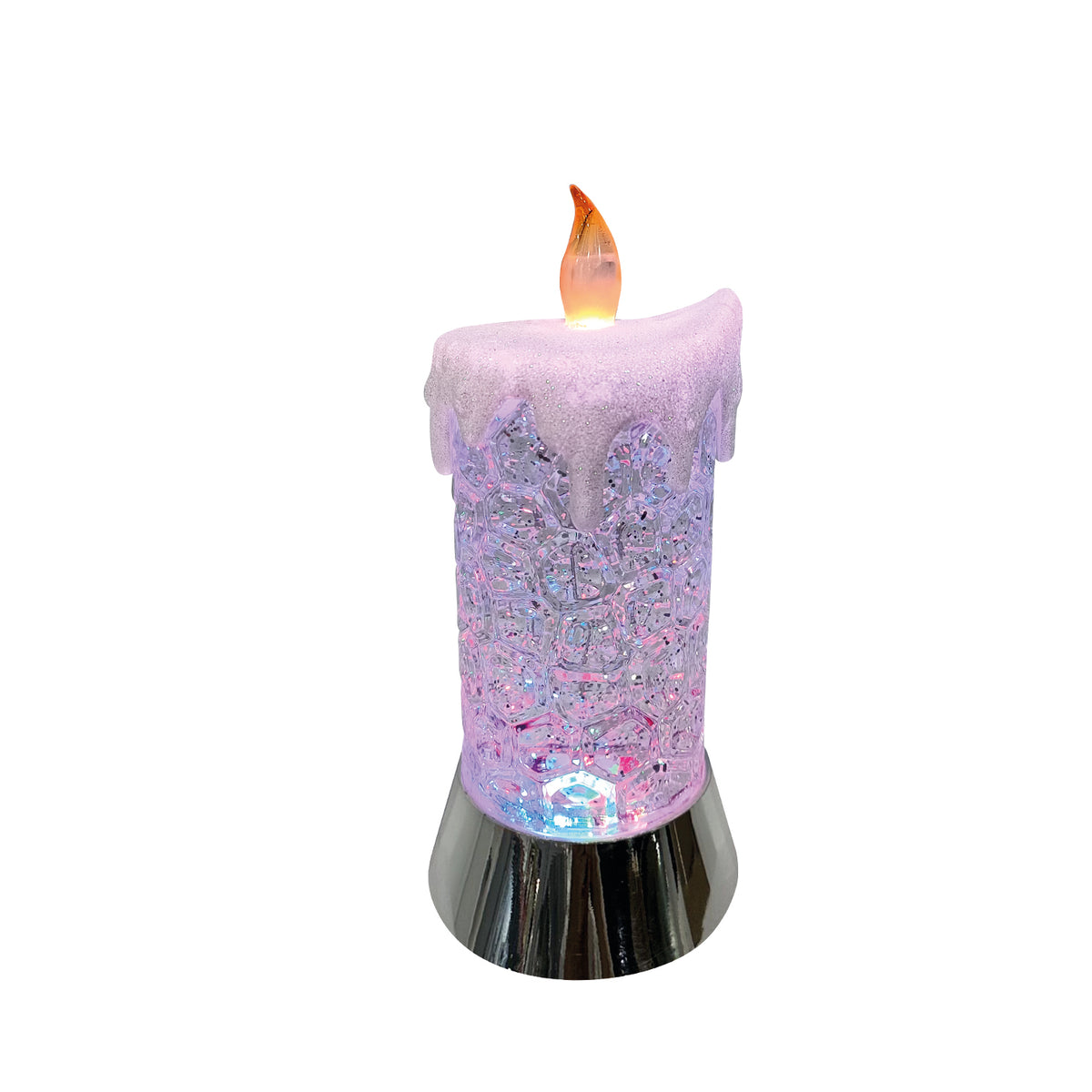 Multi Coloured LED Glitter Water Spinner Candle 21.5cm
