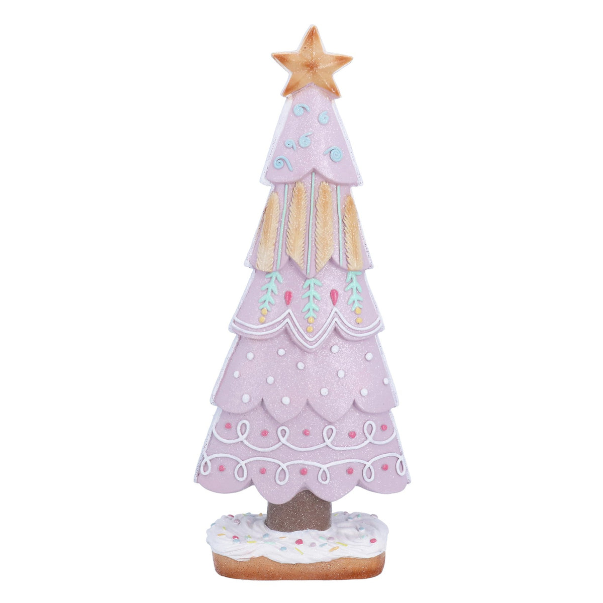 Gisela Graham Resin Lilac Gingerbread Tree Christmas Ornament - 38cm
