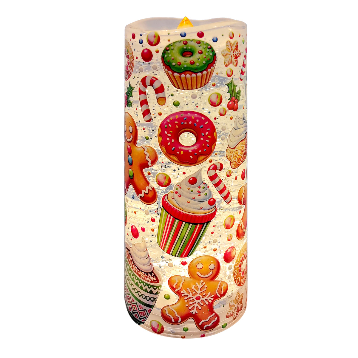 Light Up Gingerbread Candle Shaped Glitter Water Spinner - 20cm