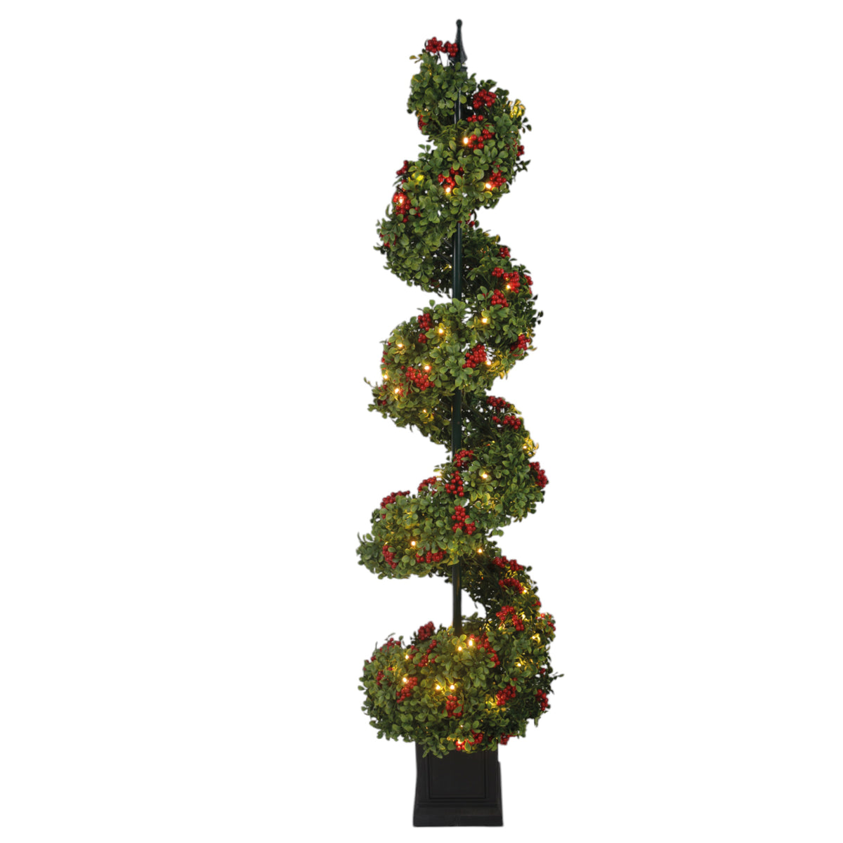 150cm Light Up Topiary Spiral Tree with Red Berries - 150cm