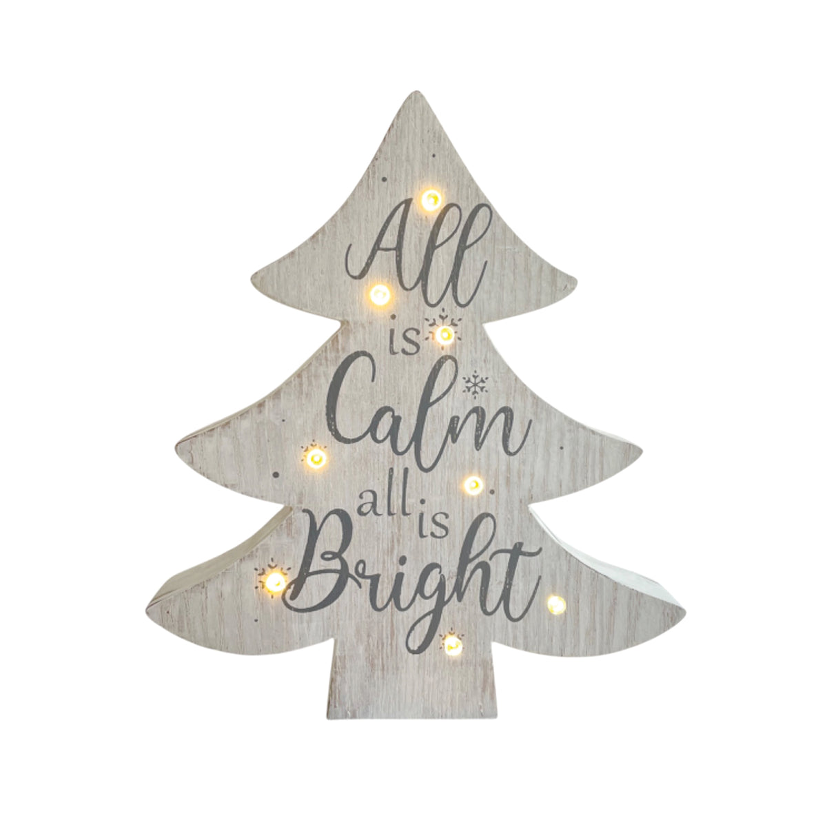 Light Up Wooden Christmas Tree Sign with Quote - 18cm