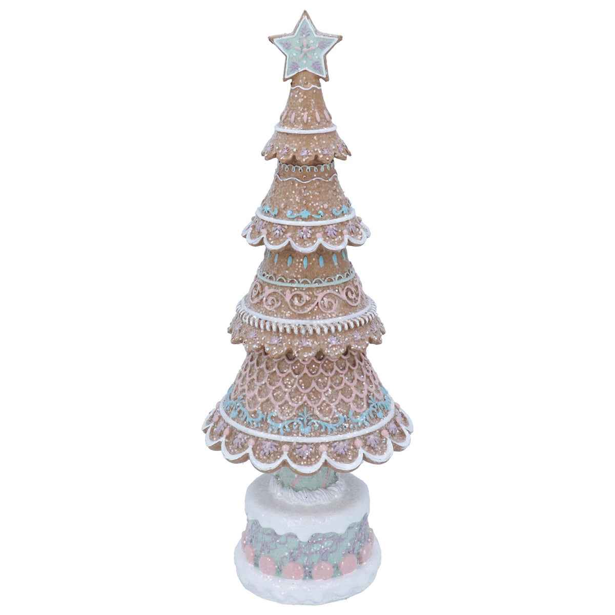 Gisela Graham - Resin Pastel Iced Gingerbread Christmas Tree Ornament