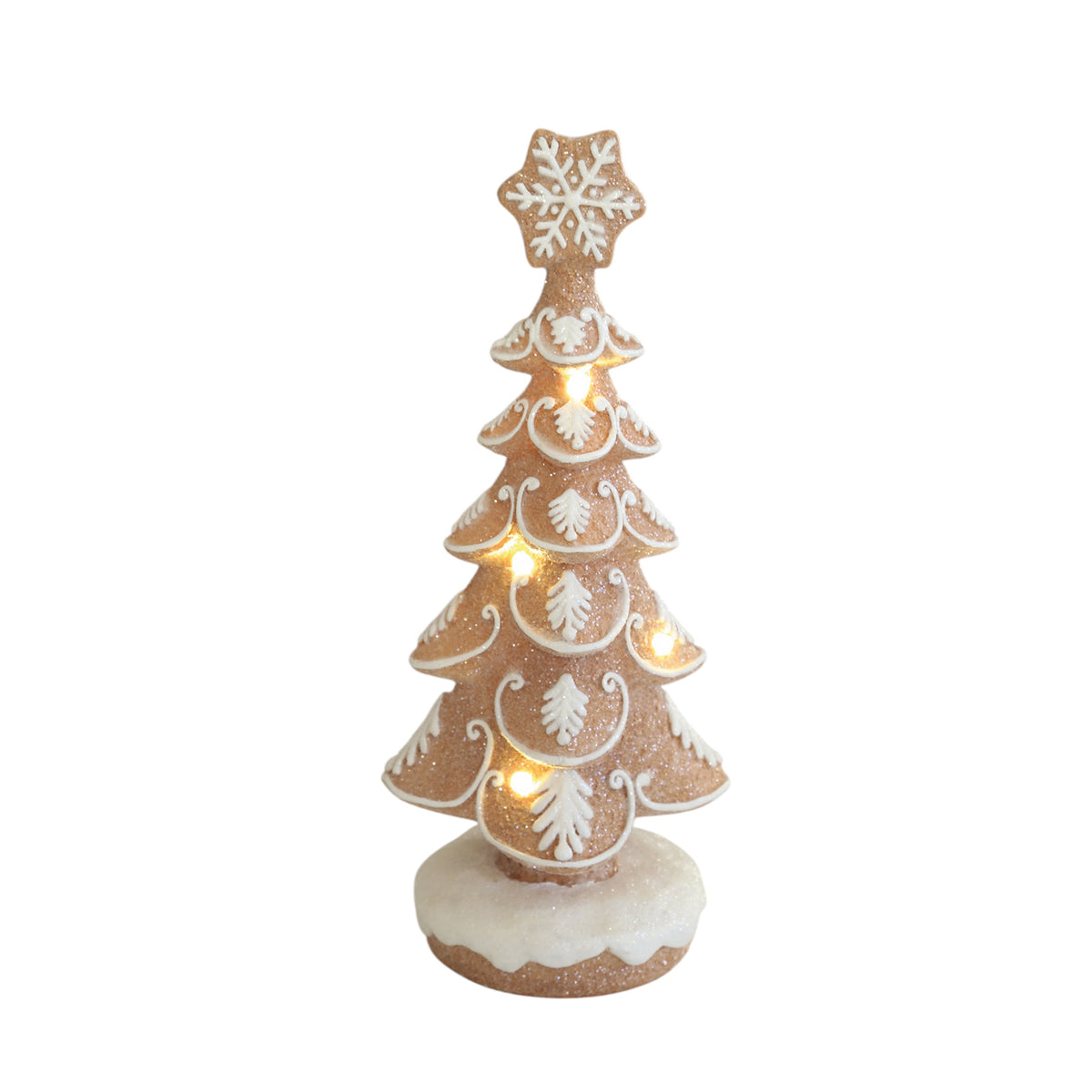 Iced Snowflake Gingerbread Christmas Tree with Warm White LED Lights ...