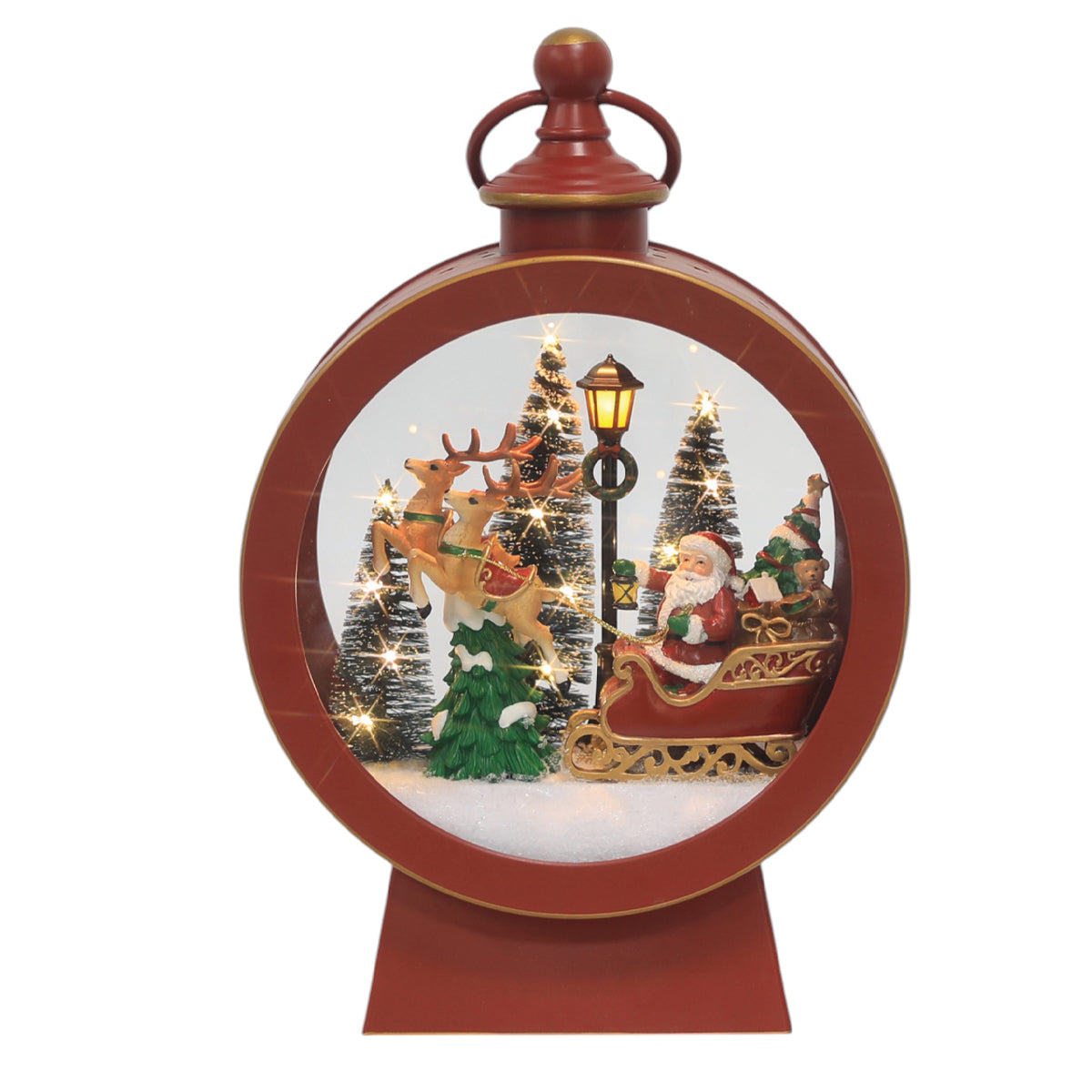 LED Red Santa Round Lantern - 33cm
