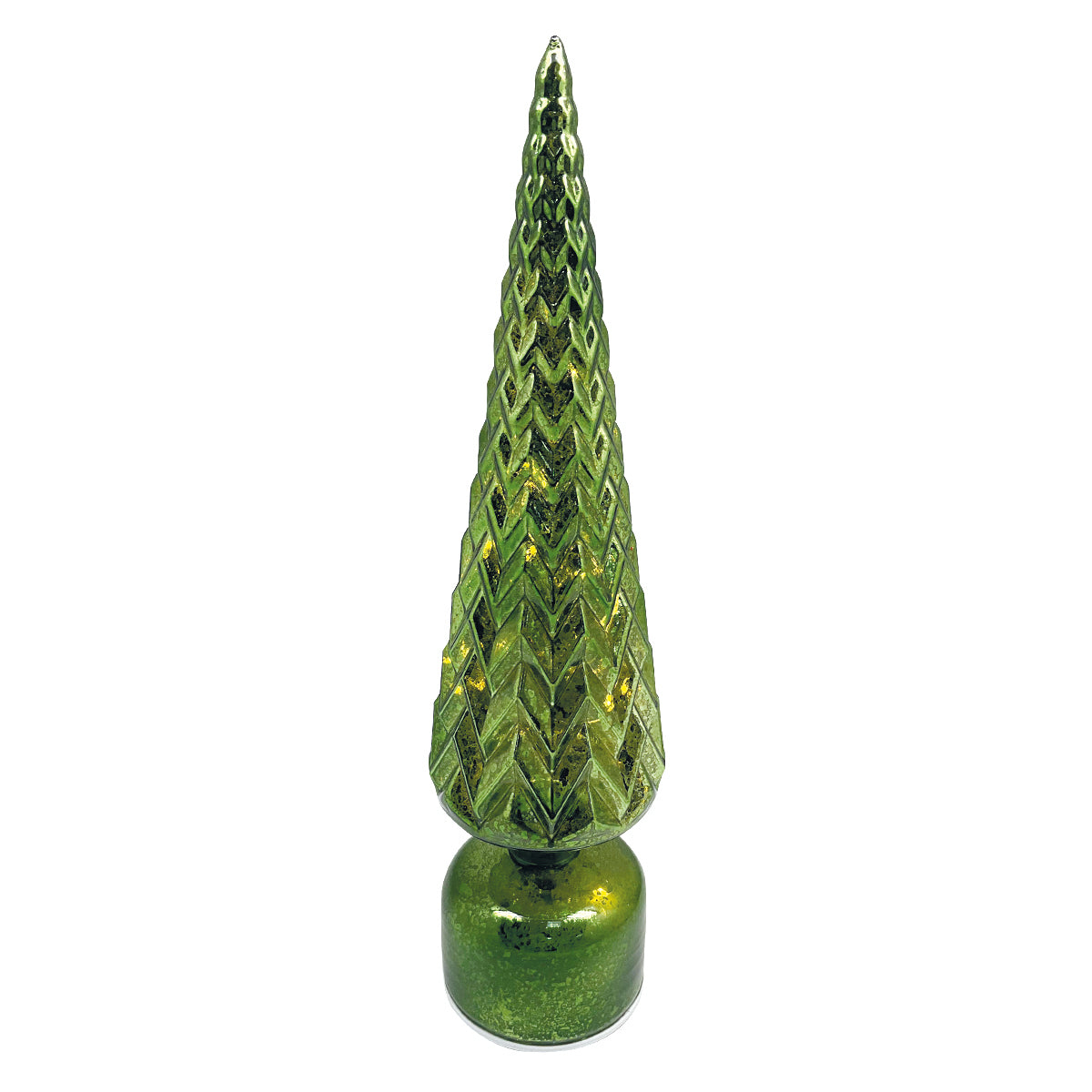 LED Glass Green Rotating Tree - 40cm