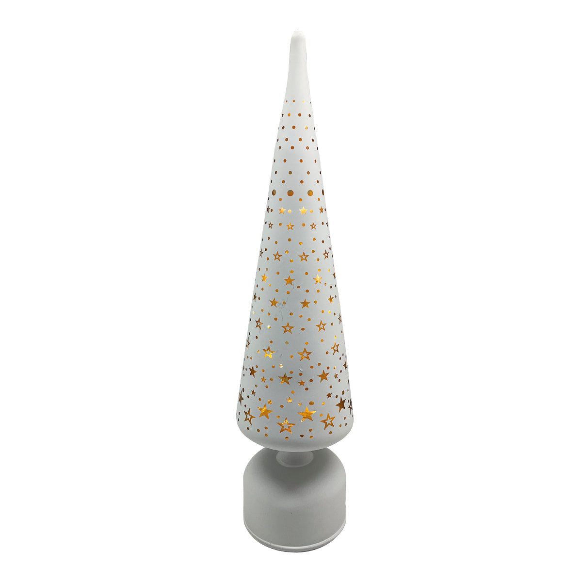 LED Glass Rotating Tree White Star - 40cm