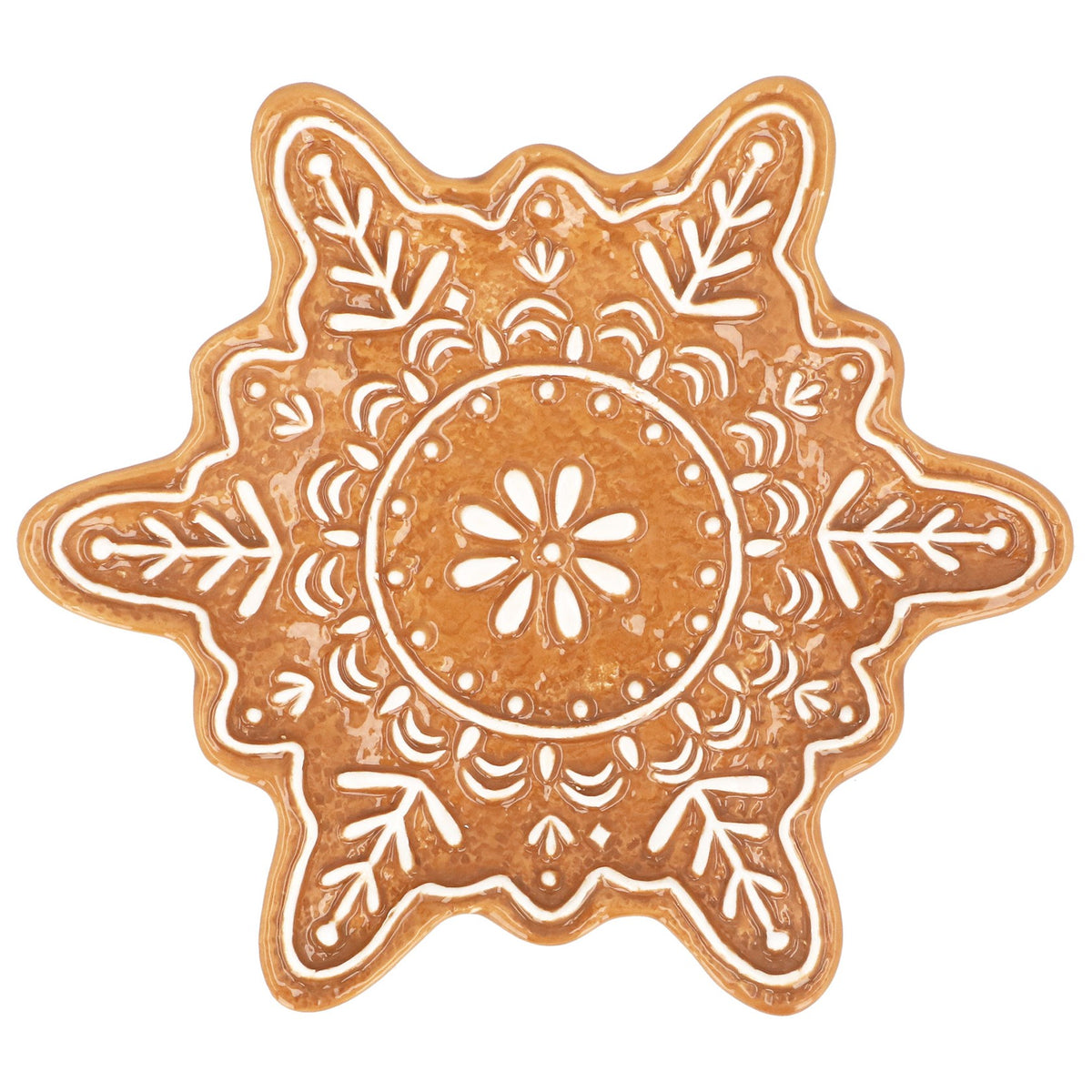 Gisela Graham Ceramic Gingerbread Snowflake Plate