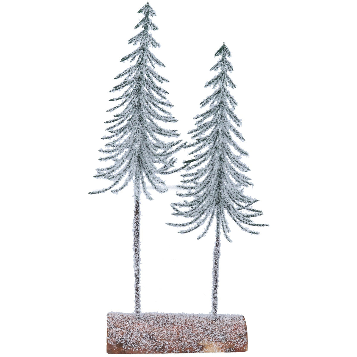 Gisela Graham Frosted Slim Double Tree on Log Christmas Ornament