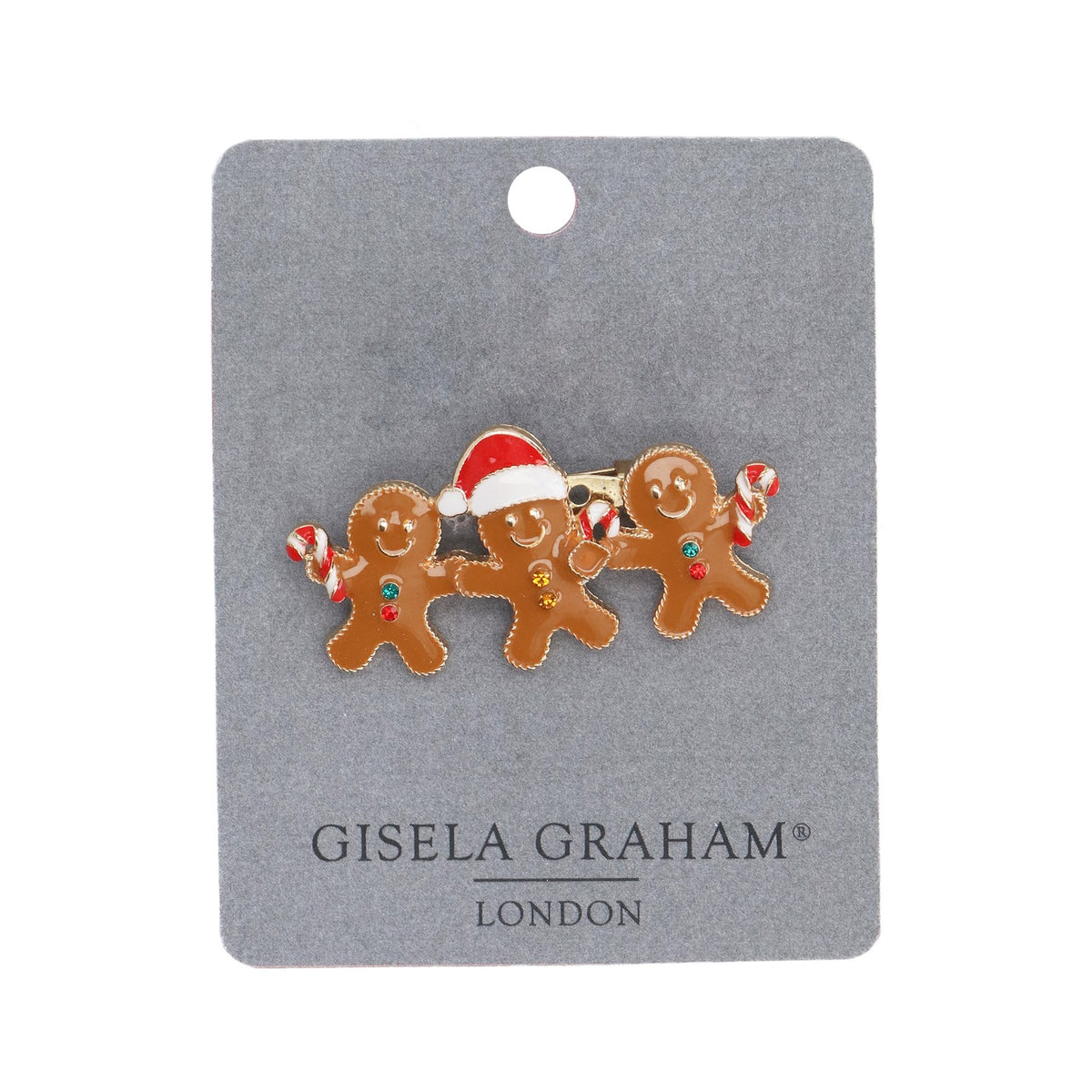 Gisela Graham - Metal Gingerbread Men Christmas Brooch 9cm