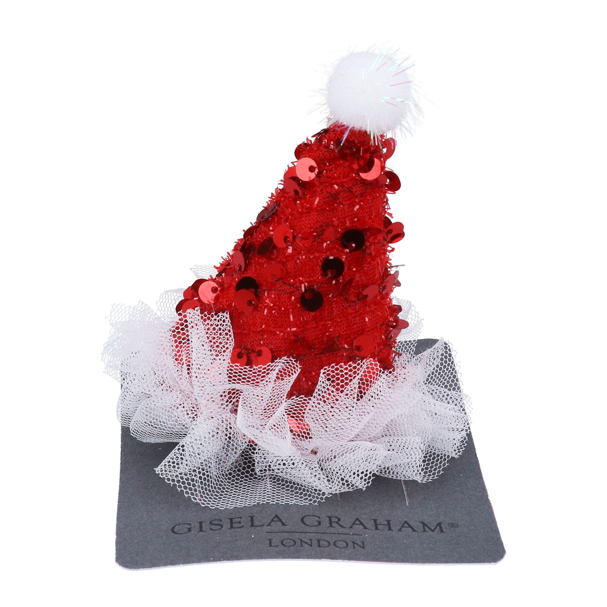 Gisela Graham Red Sequin Christmas Santa Hat Hairclip