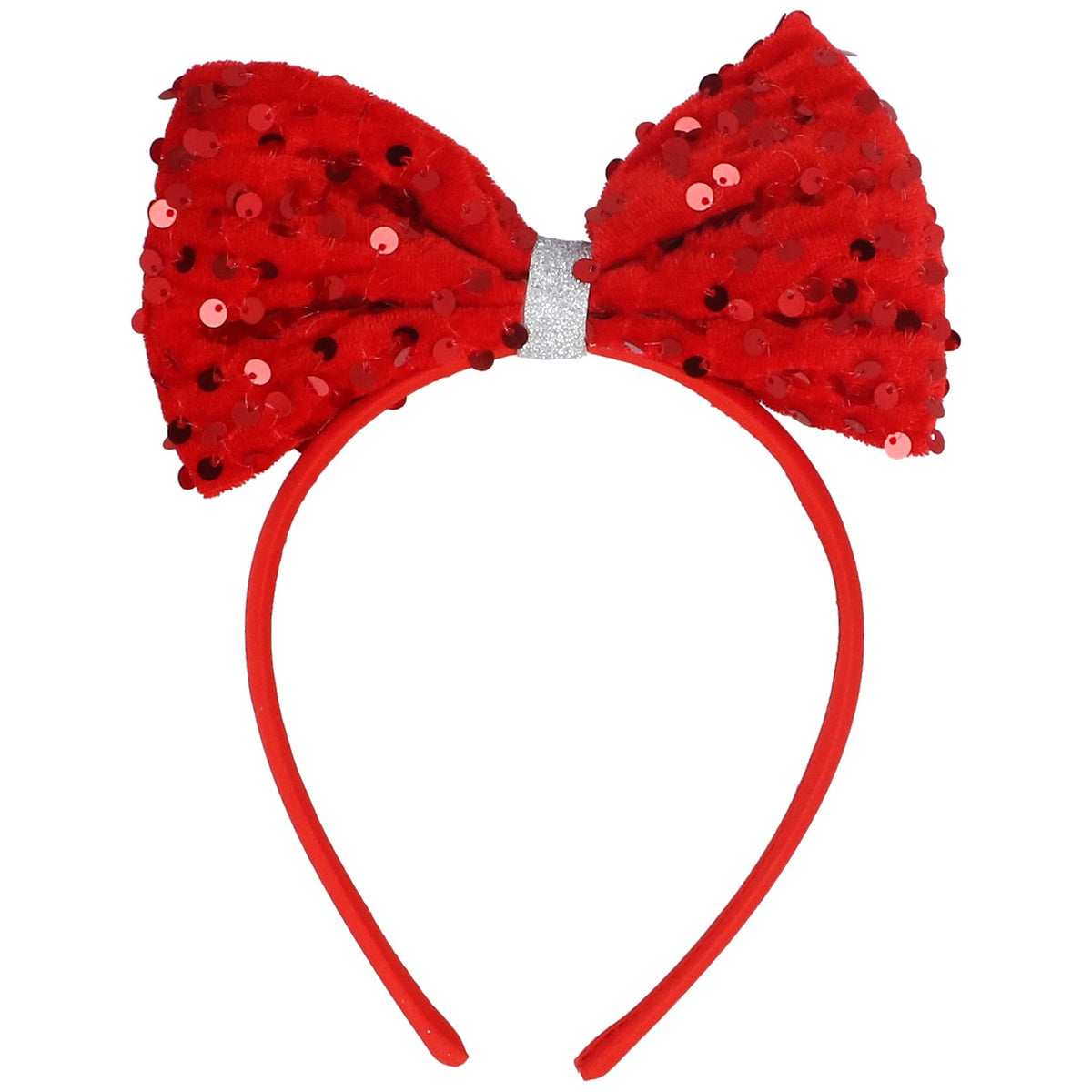Gisela Graham Red Sequin Bow Christmas Headband