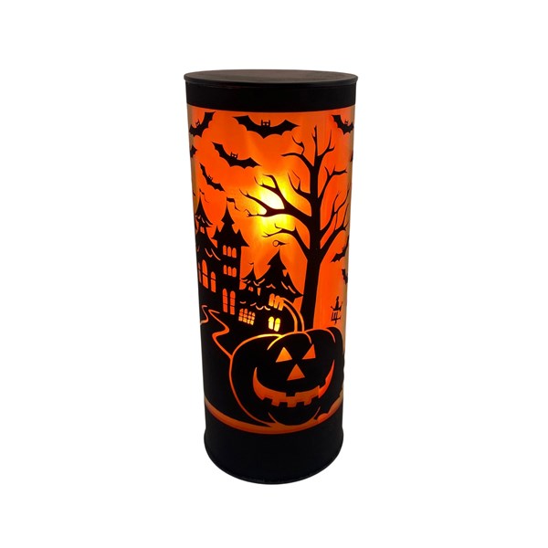 Straits Light Up Halloween Column Spooky Scene with Bats - 20cm