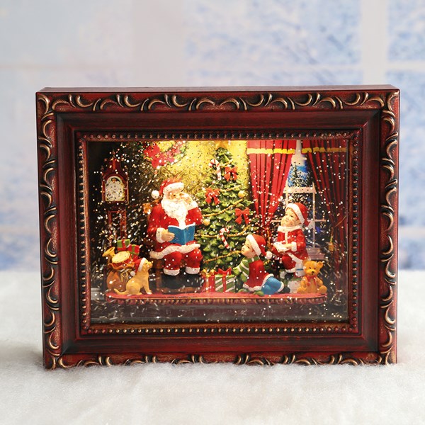 Christmas Santa Scene in Frame Glitter Water Spinner - 24.5cm