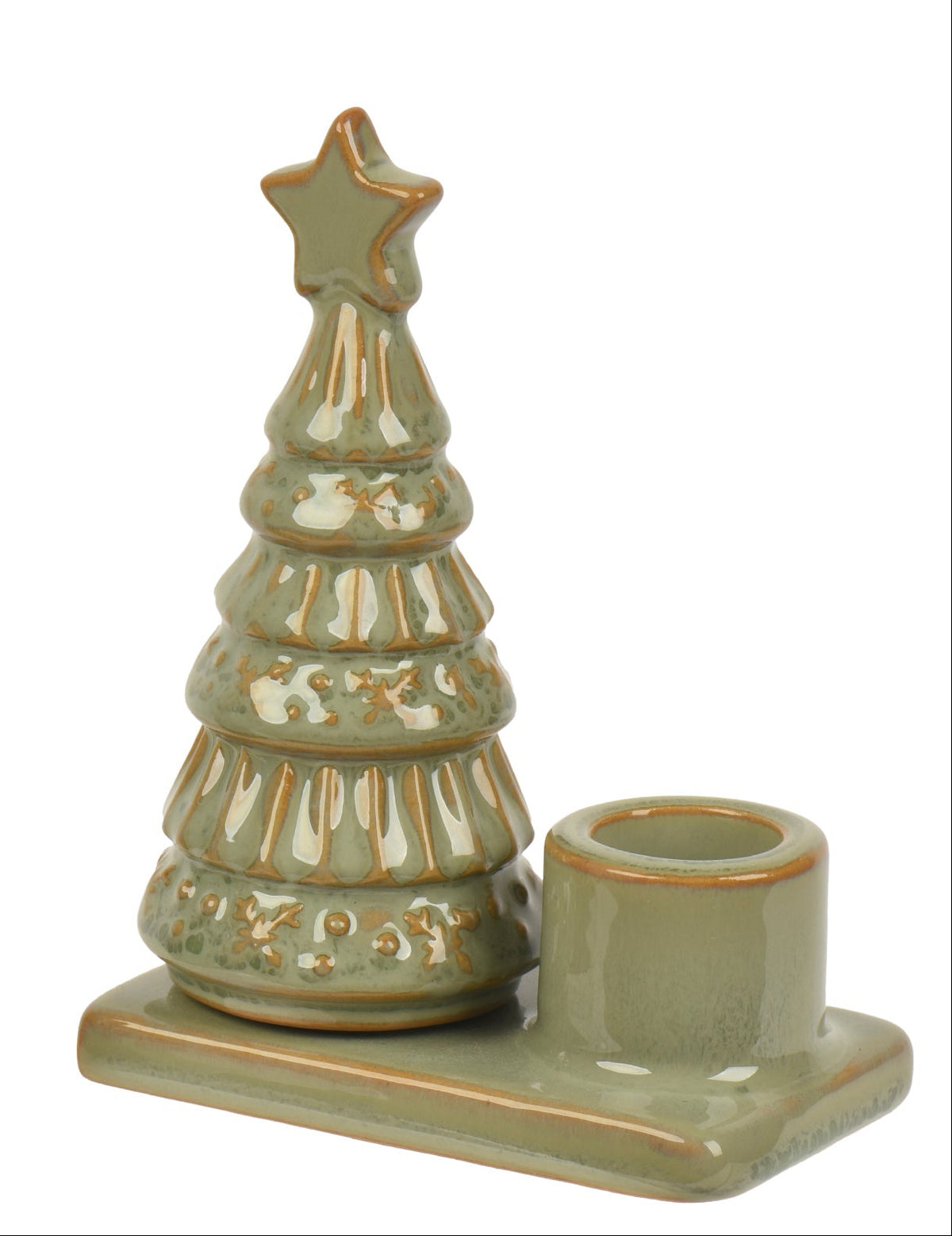 Porcelain Reaction Glazed Christmas Tree CandleHolder 12cm