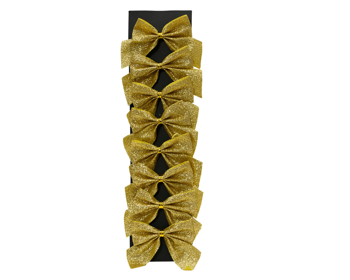 Gold Glitter Gift Bow 5.5cm - Pack of 8
