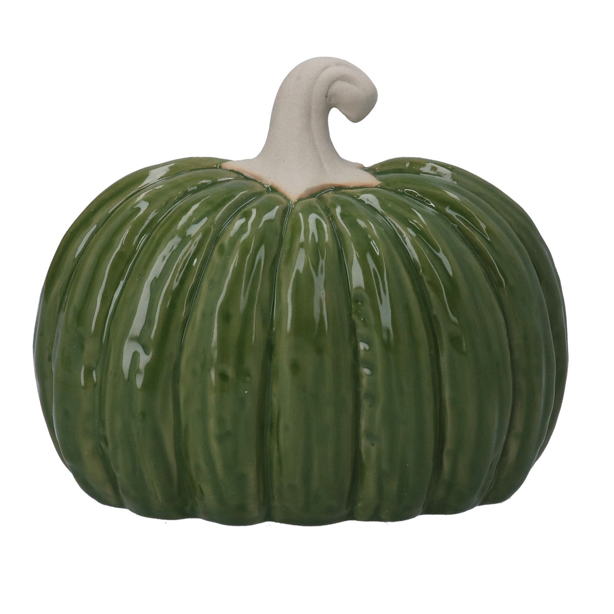 Gisela Graham - Green Porcelain Semi-3D Pumpkin Ornament