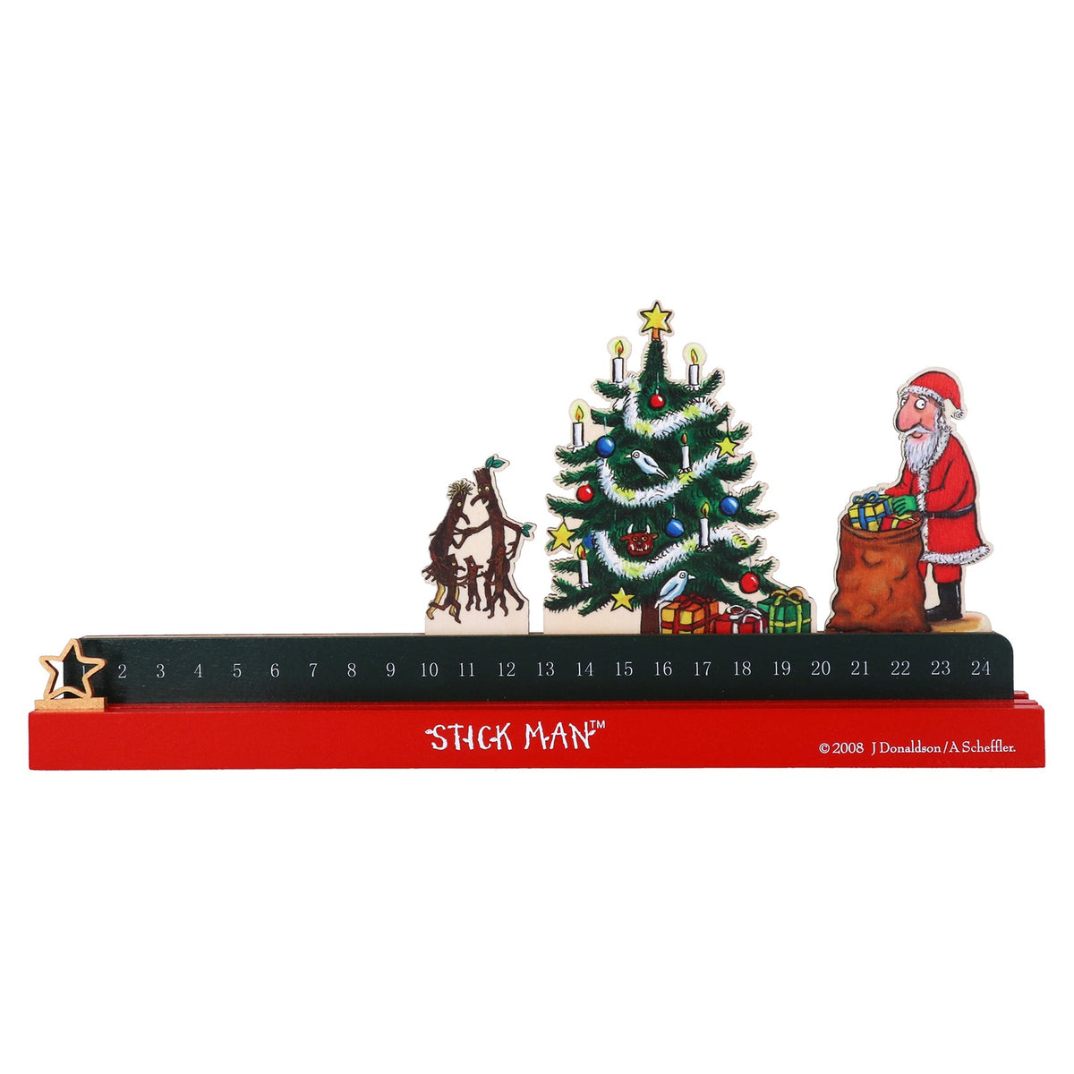 Gisela Graham - Wooden Stickman & Santa Countdown to Christmas Advent - 35cm