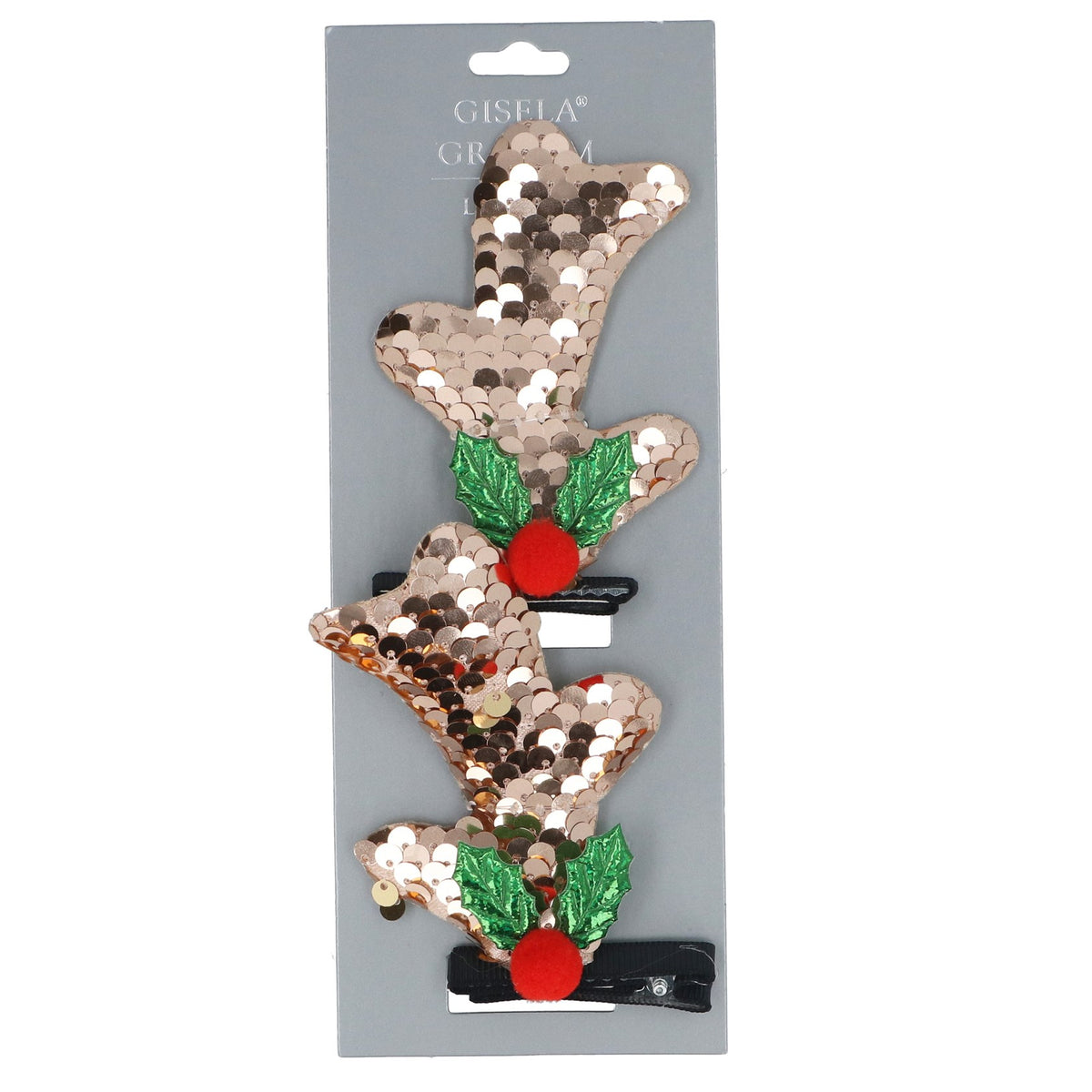 Gisela Graham - Sequin Reindeer Antler Hair Clips Christmas Party