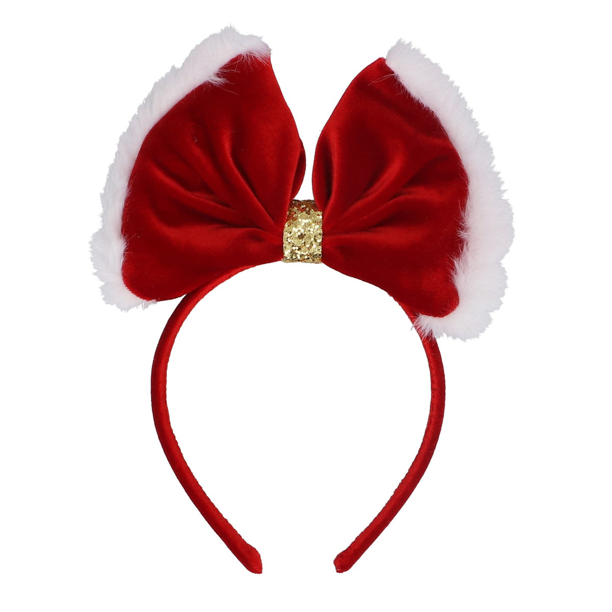 Gisela Graham - Christmas Red Velvet Santa Bow Headband 22cm