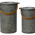 Silver Iron Lantern with Intricate Cut Out Branches