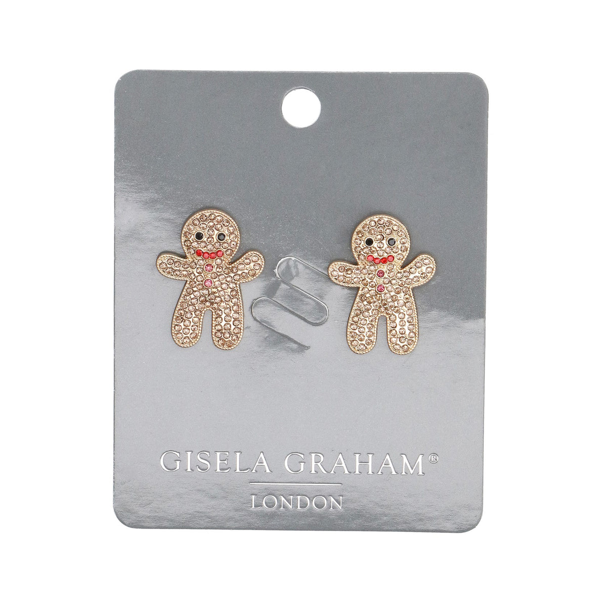 Gisela Graham - Jewelled Gingerbread Man Christmas Earrings