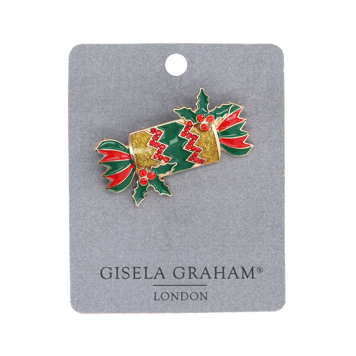 Gisela Graham - Enamel Cracker Christmas Brooch 6cm