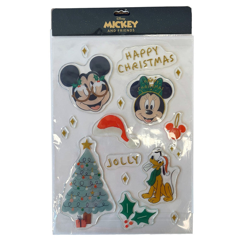 Disney Mickey & Friend Glitter Gel Christmas Window Stickers