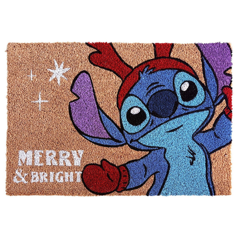 Disney Stitch Merry & Bright Christmas Coir Doormat