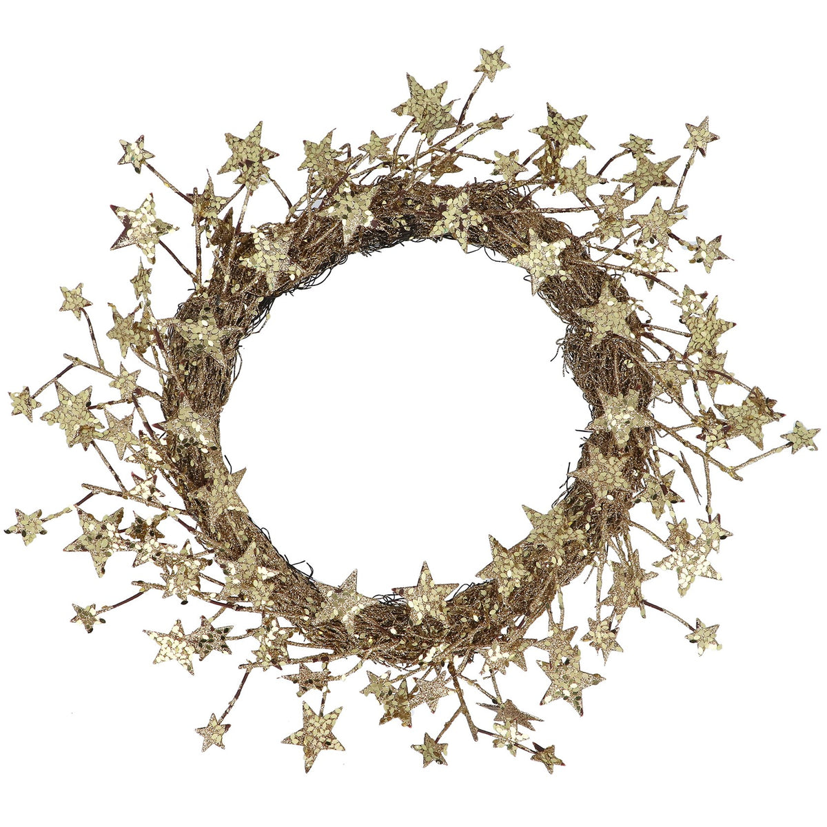 Gisela Graham Large Gold Glitter Star Wreath 50cm