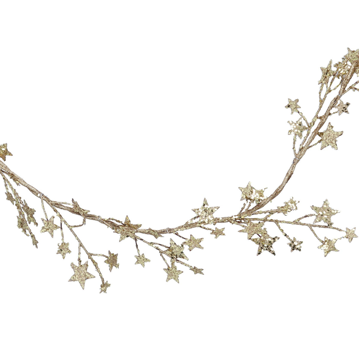 Gisela Graham - Gold Glitter Star Garland - 1.6m