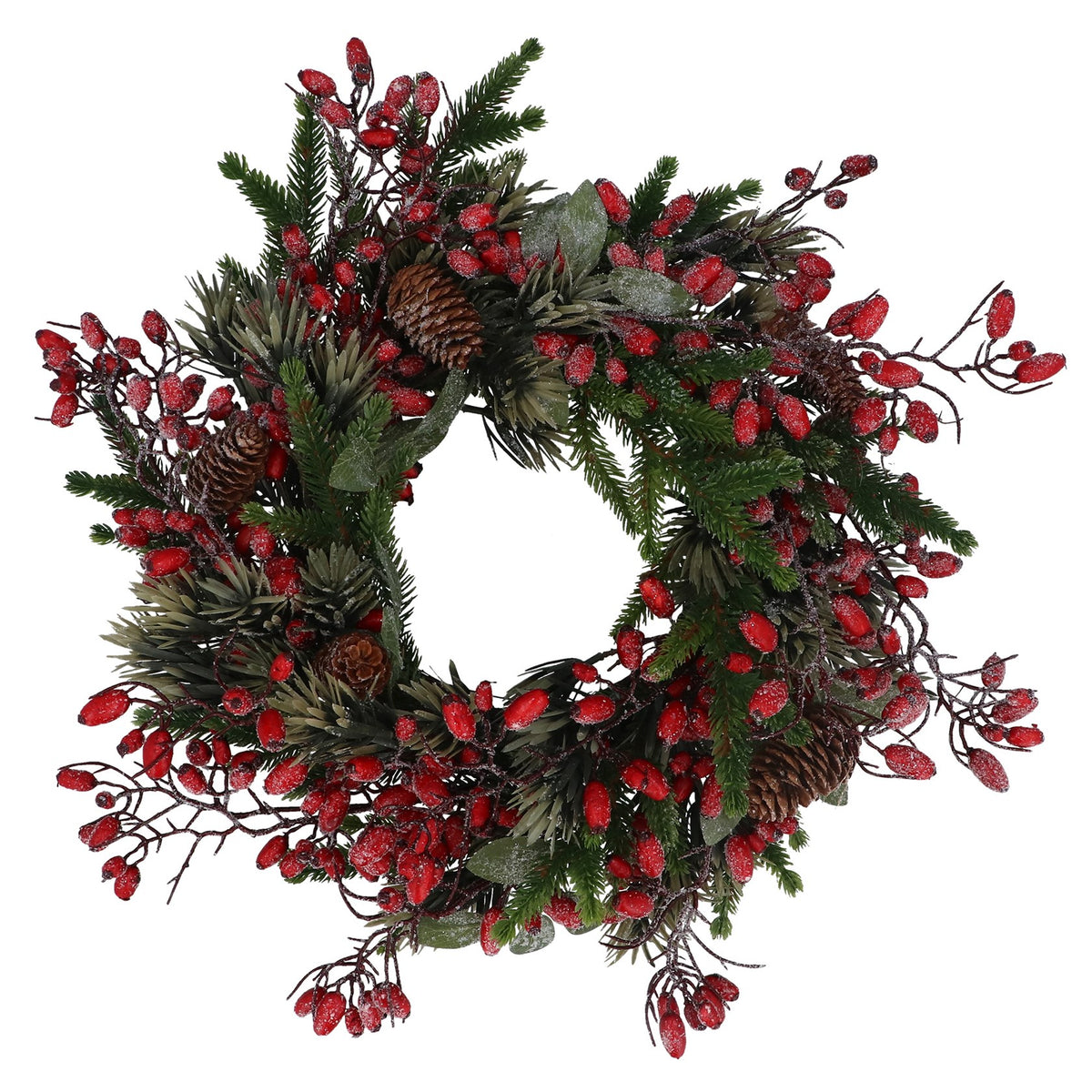 Gisela Graham - Red Rosehip Cone Wreath - 50cm