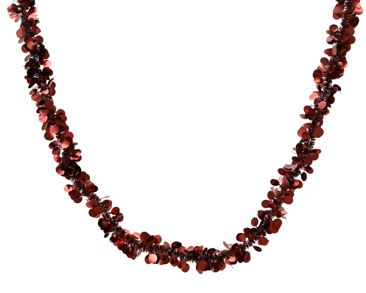 Oxblood Dark Red Matte Tinsel Circles 2m