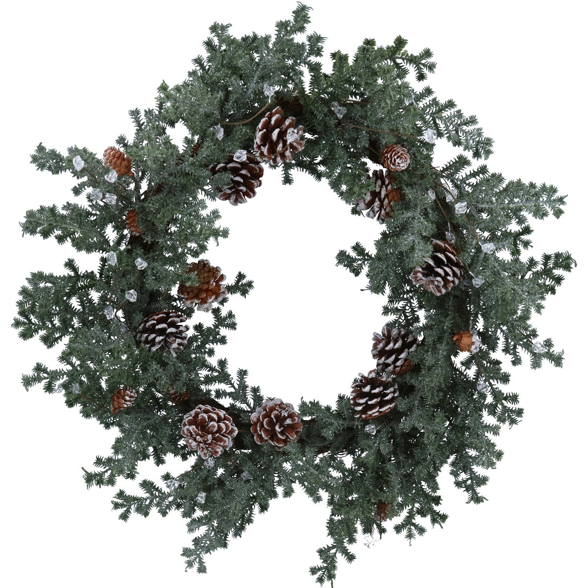 Gisela Graham X-Large Frosted Pine Cone Fir Wreath with Ice Crystals 65cm