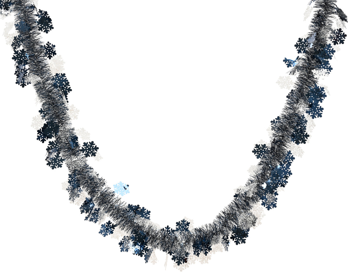 Blue & White Matte Snowflake Tinsel 1.5m
