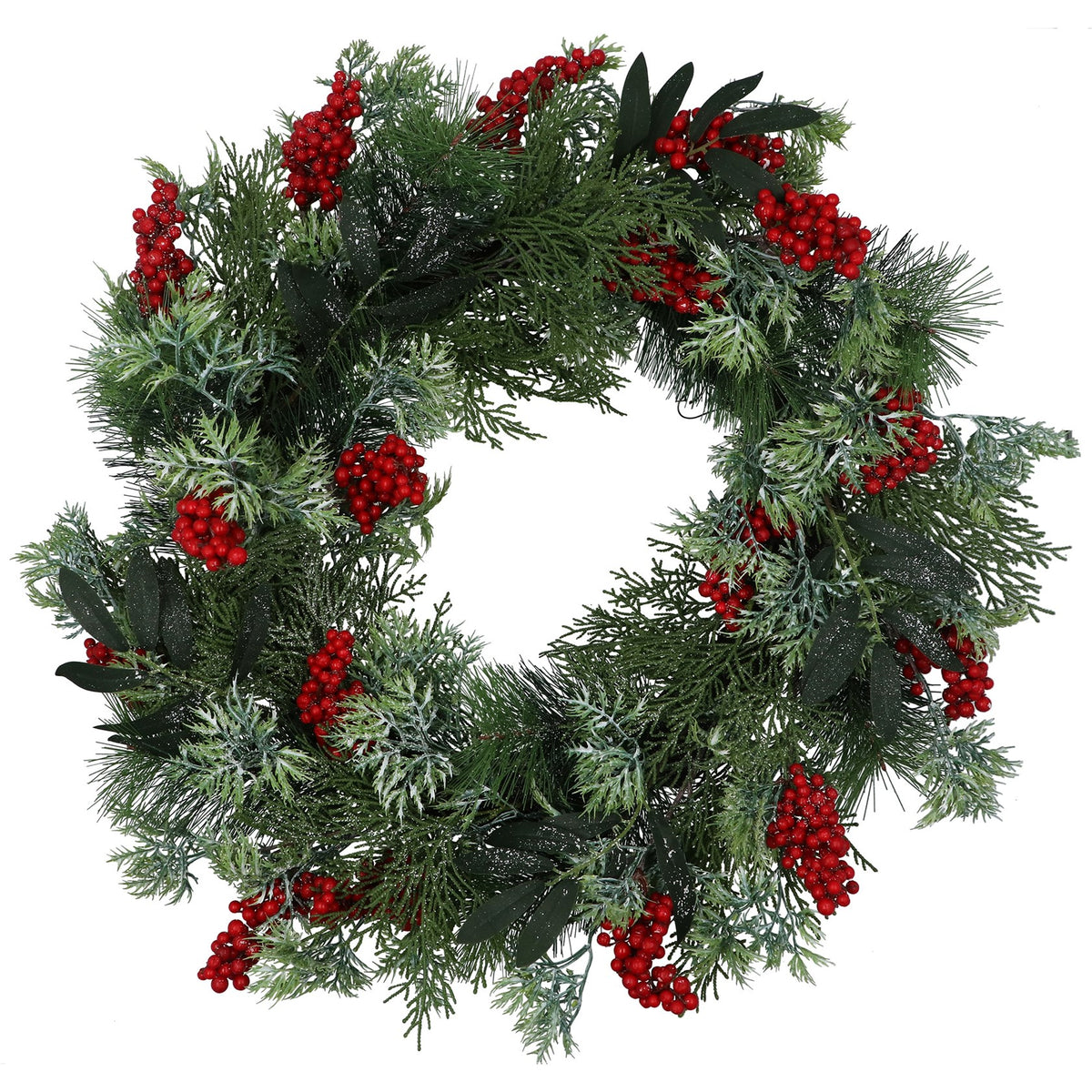 Gisela Graham - Conifer with Red Berry Clusters Wreath - 59cm