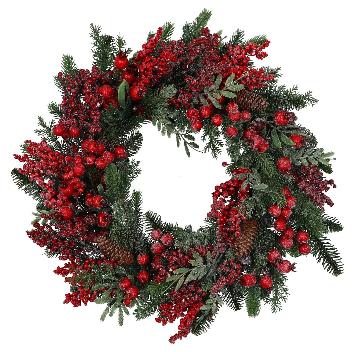 Gisela Graham - Spruce with Varied Red Berries Wreath - 54cm