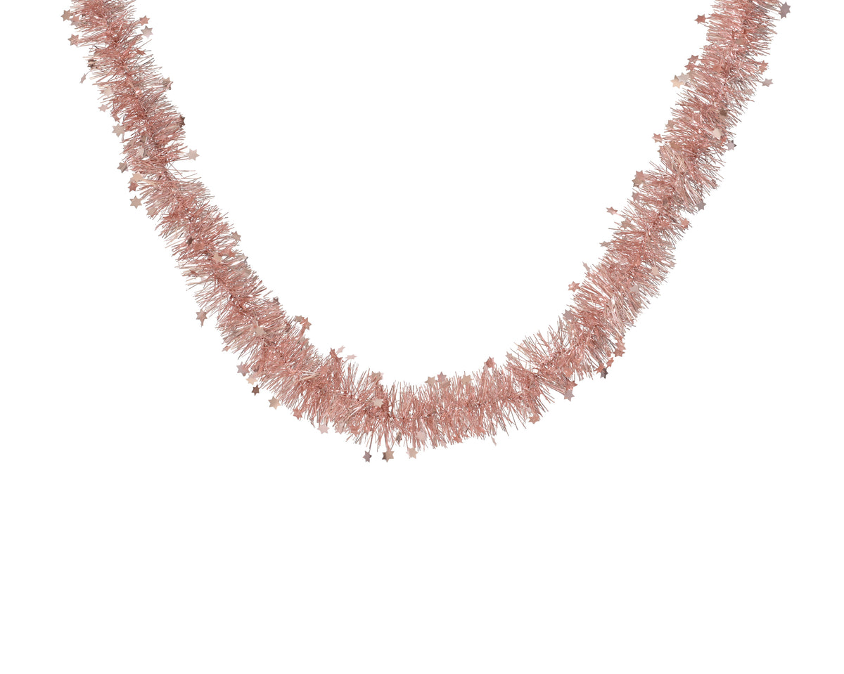 Blush Pink Shiny Star Tinsel 2.7m