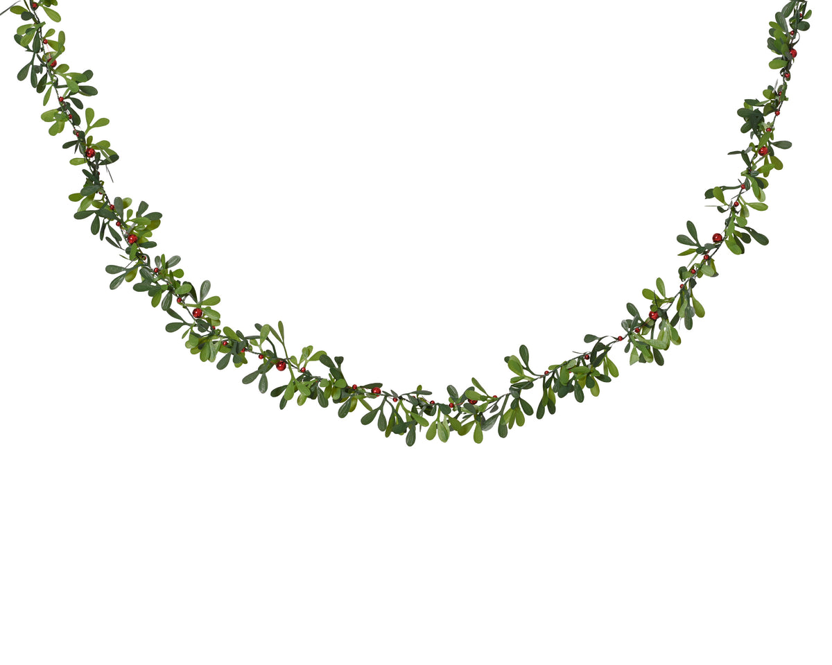 Rosemary Green with Red Berries Tinsel Garland 1.5m