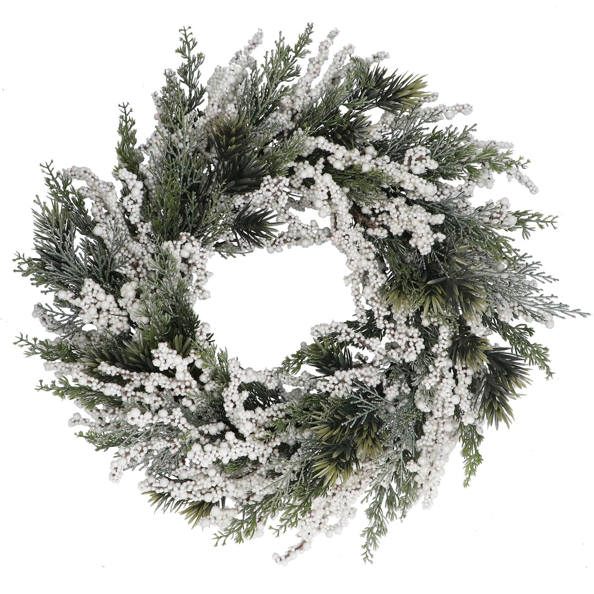 Gisela Graham - White Berry Clusters & Conifer Wreath - 51cm