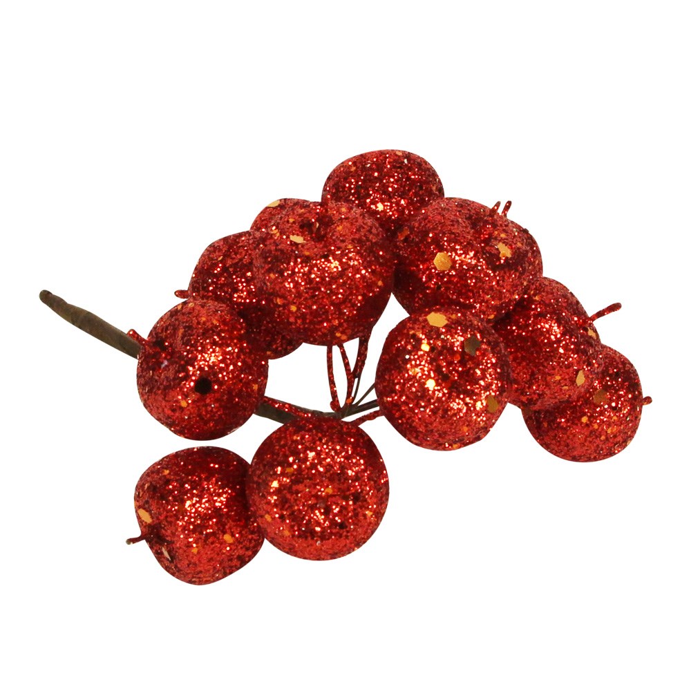 Gisela Graham Red Sparkling Cherry Bunch Pick 12cm
