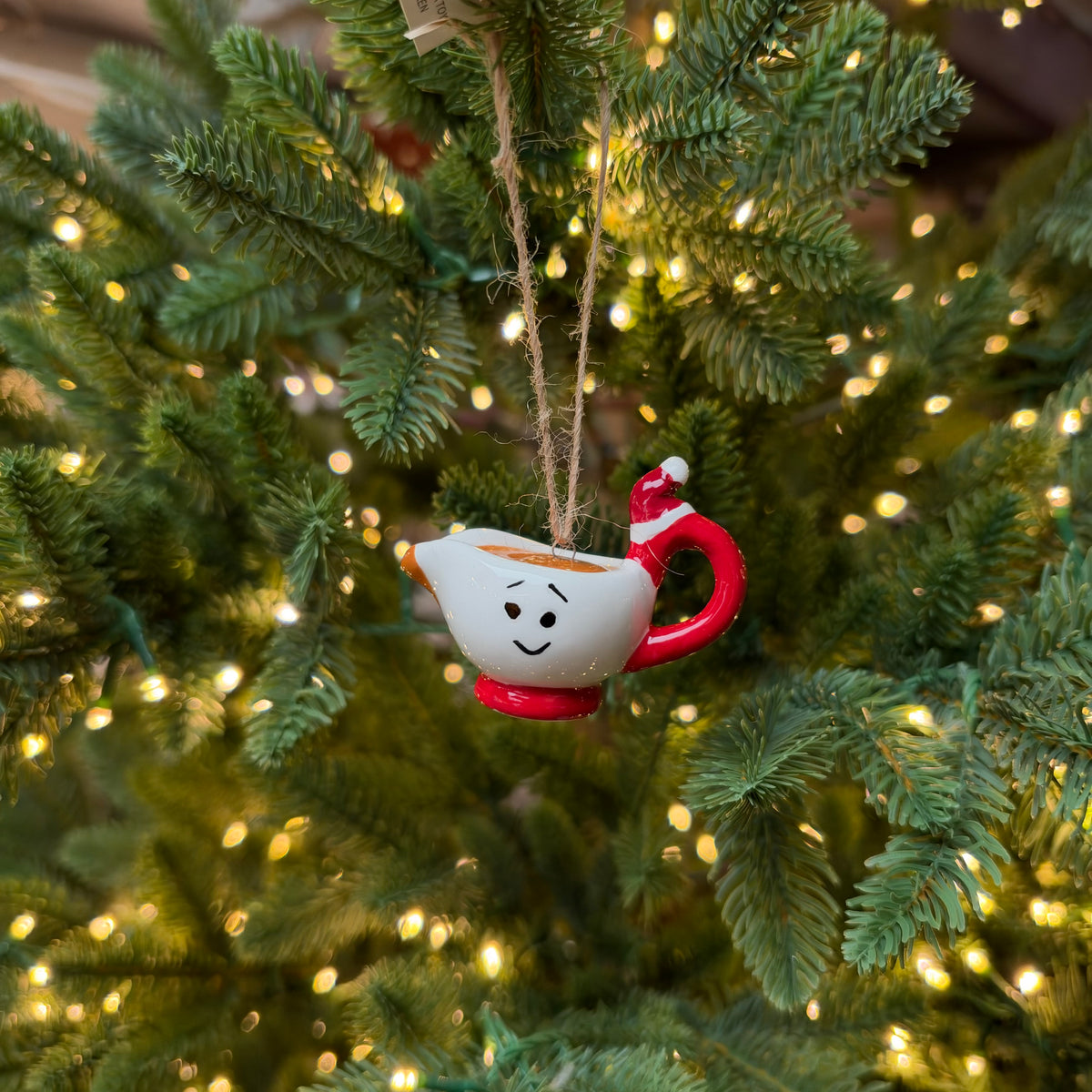 Ceramic Christmas Gravy Boat Bauble - 7cm