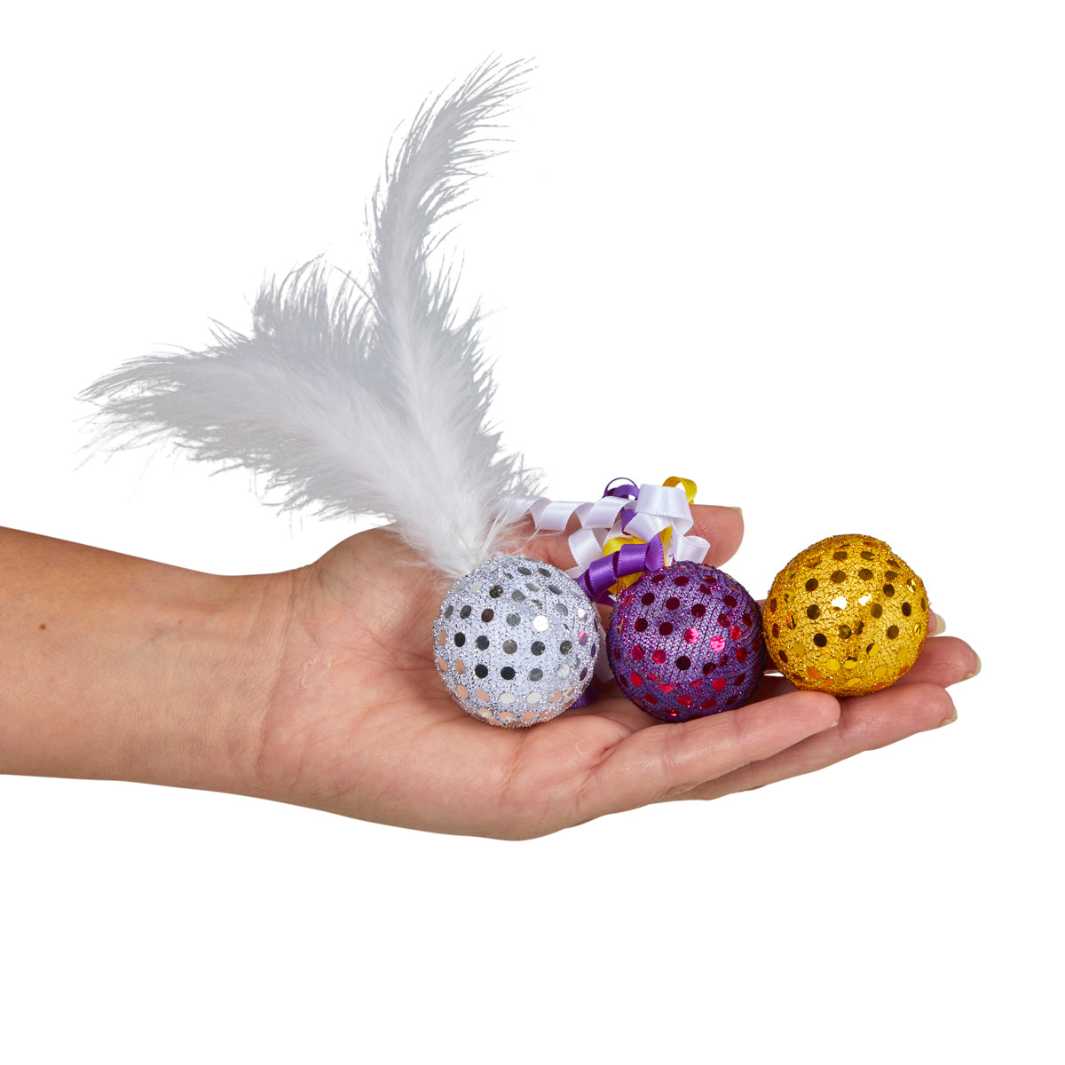 Petface Christmas Catkins Cat Toy Glitter Ball Pack of 3