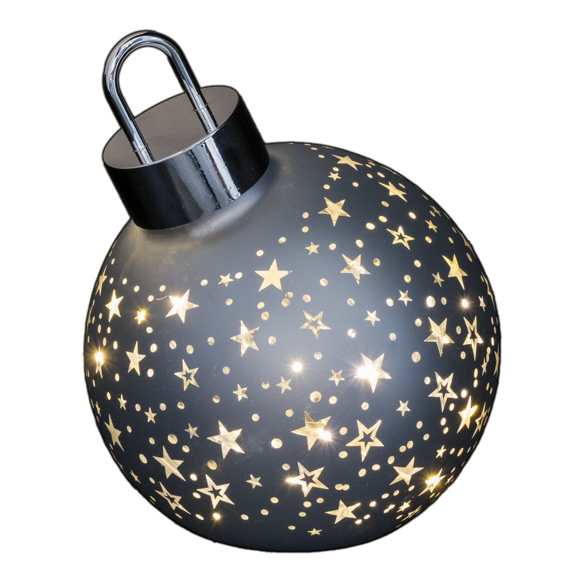 Matt Silver Light Up Star Effect Bauble - 8cm