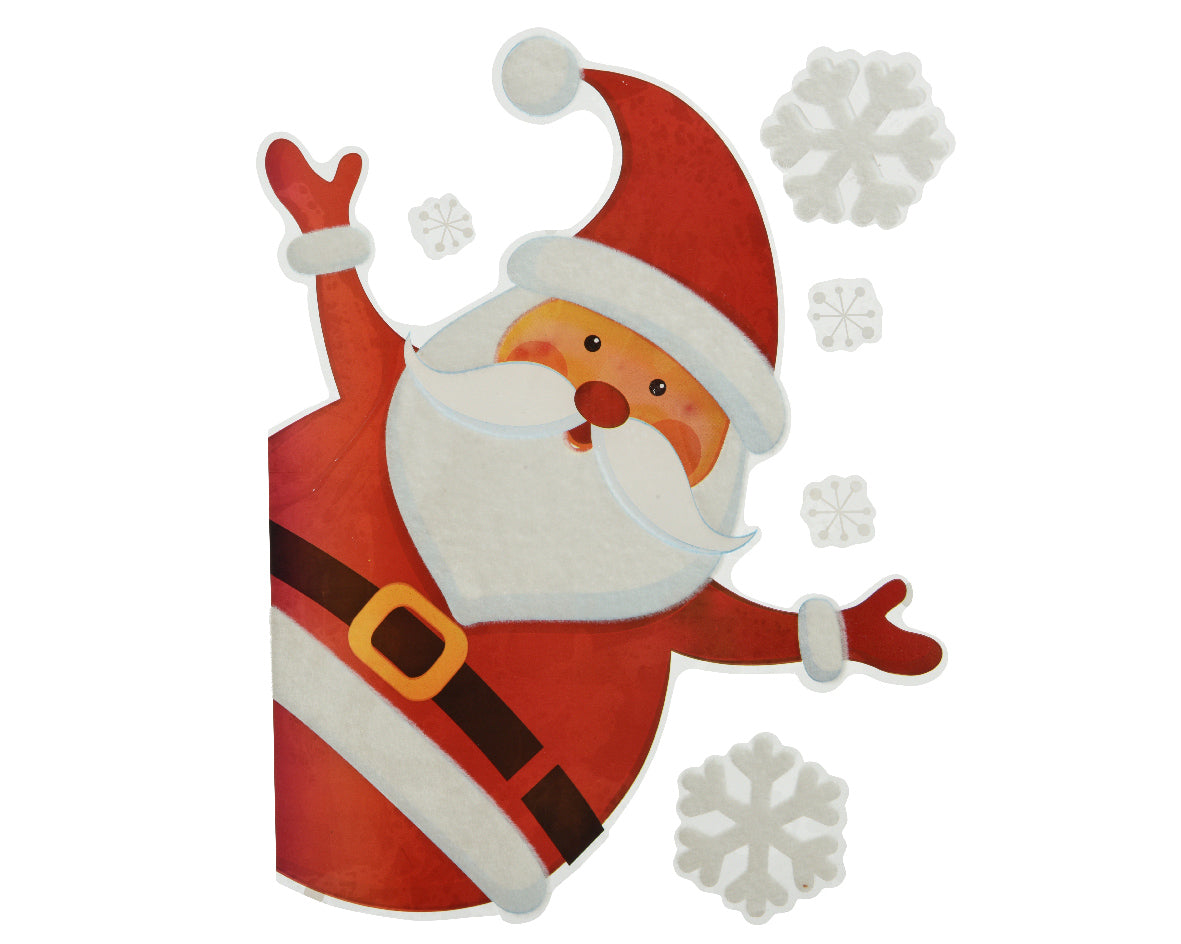 Window Decorations - Polar Bear, Penguin and Santa with Flock