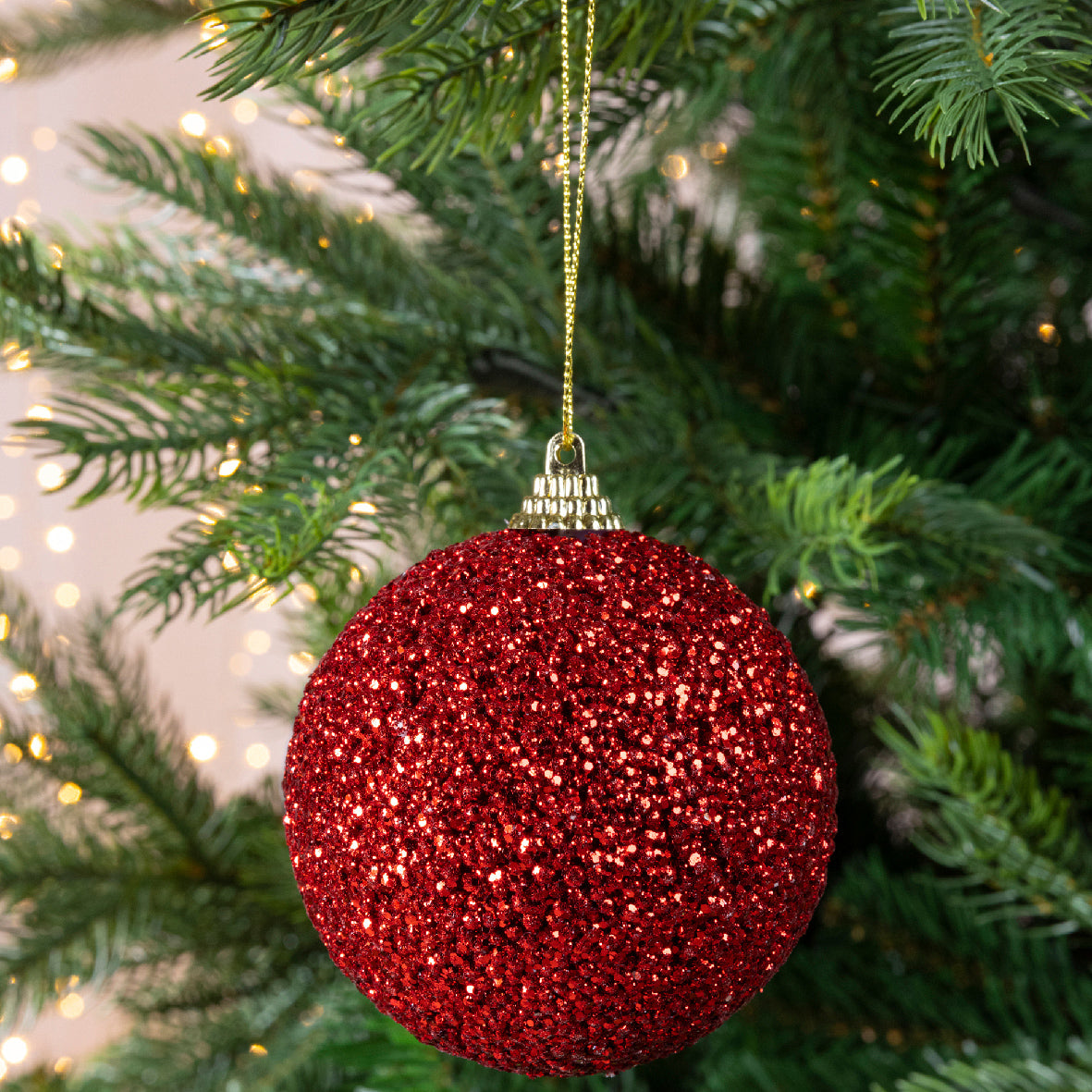 Red Glitter Foam Bauble - 8cm