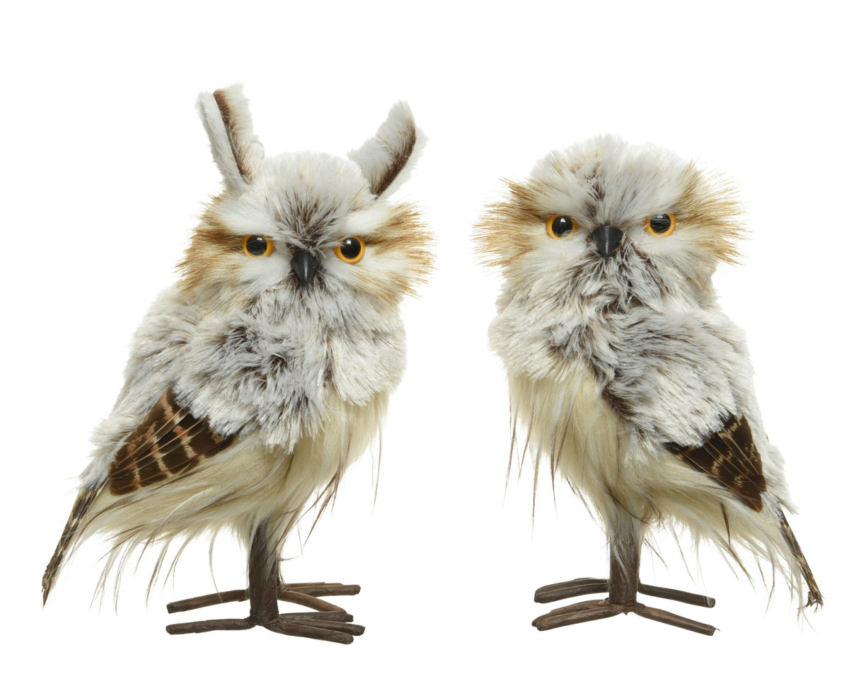 Brown Feathered Christmas Owl Hanging Decoration - 15cm